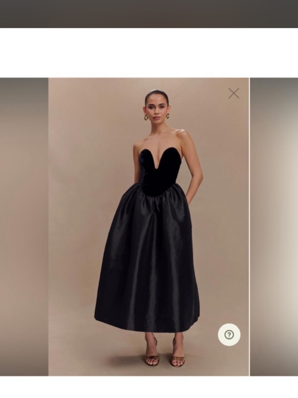 Meshki Flora strapless velvet midi black dress